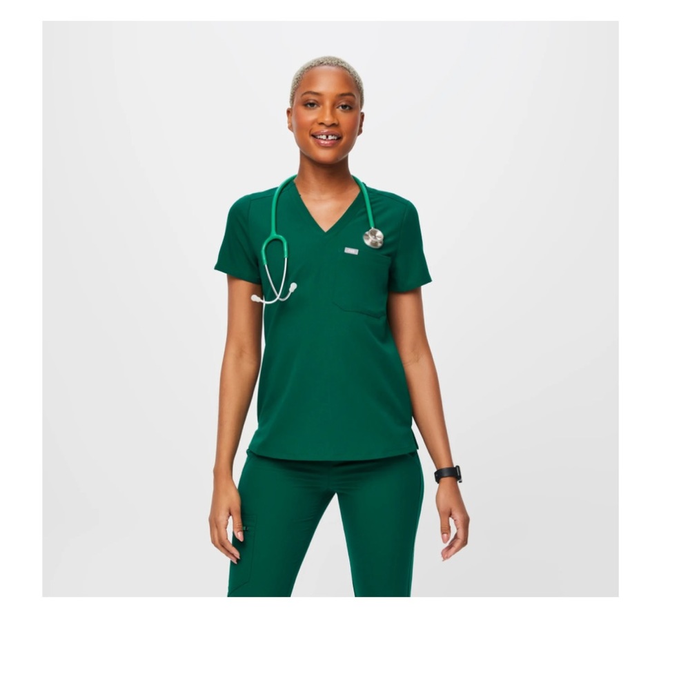 Figs Catalina hunter green scrub top-medium